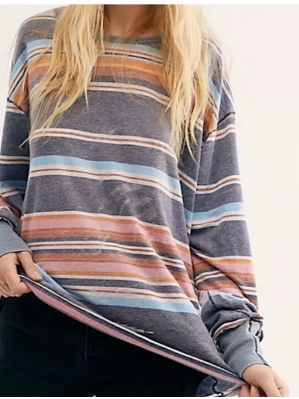 We The Free Arielle Long Sleeve Striped Tee Shirt Top